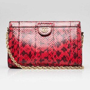 Gucci Red Snakeskin Ophidia Small Shoulder Bag